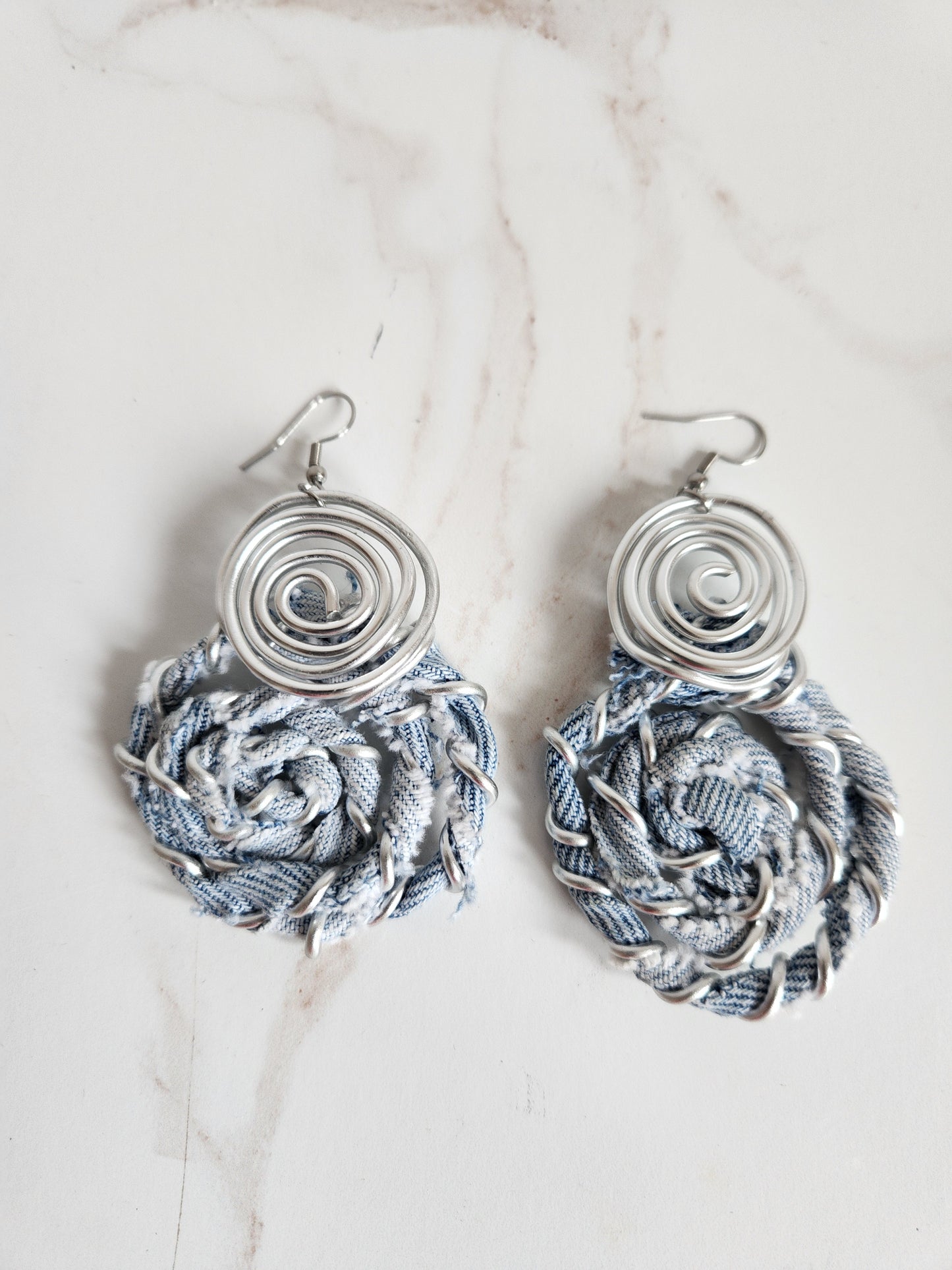 Denim Swirl Earrings