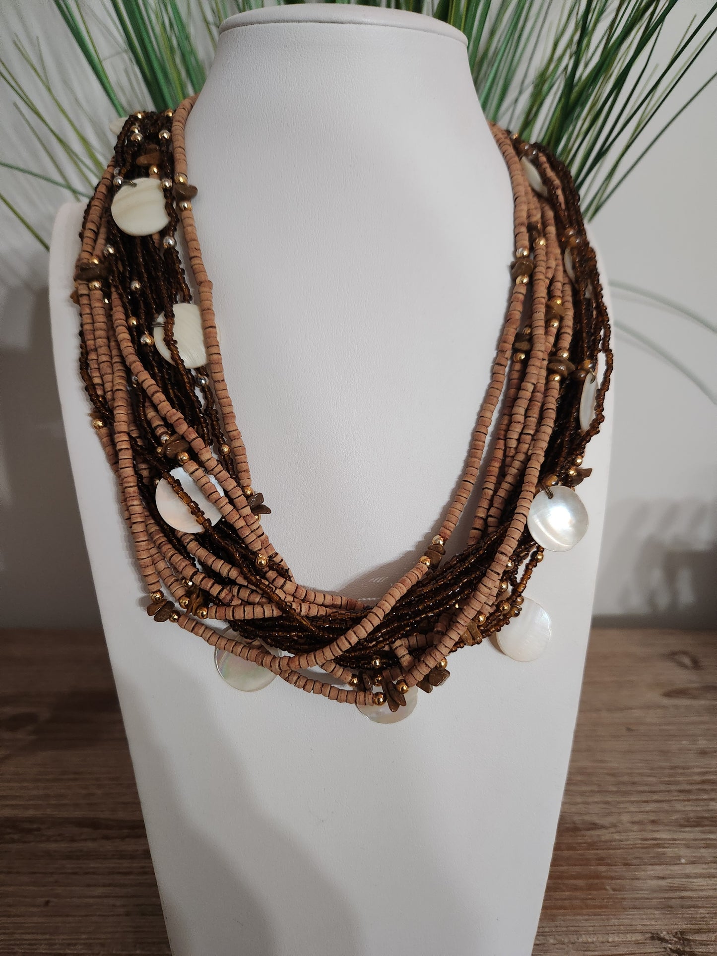 Brown Beads & Shells Necklace