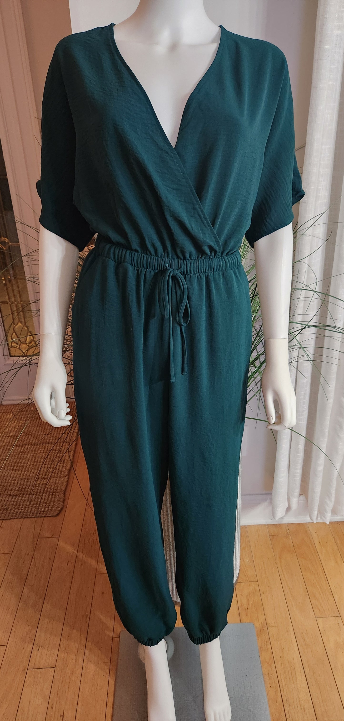 Winter Green Dressy Jumpsuit Sz S (fit up to M)