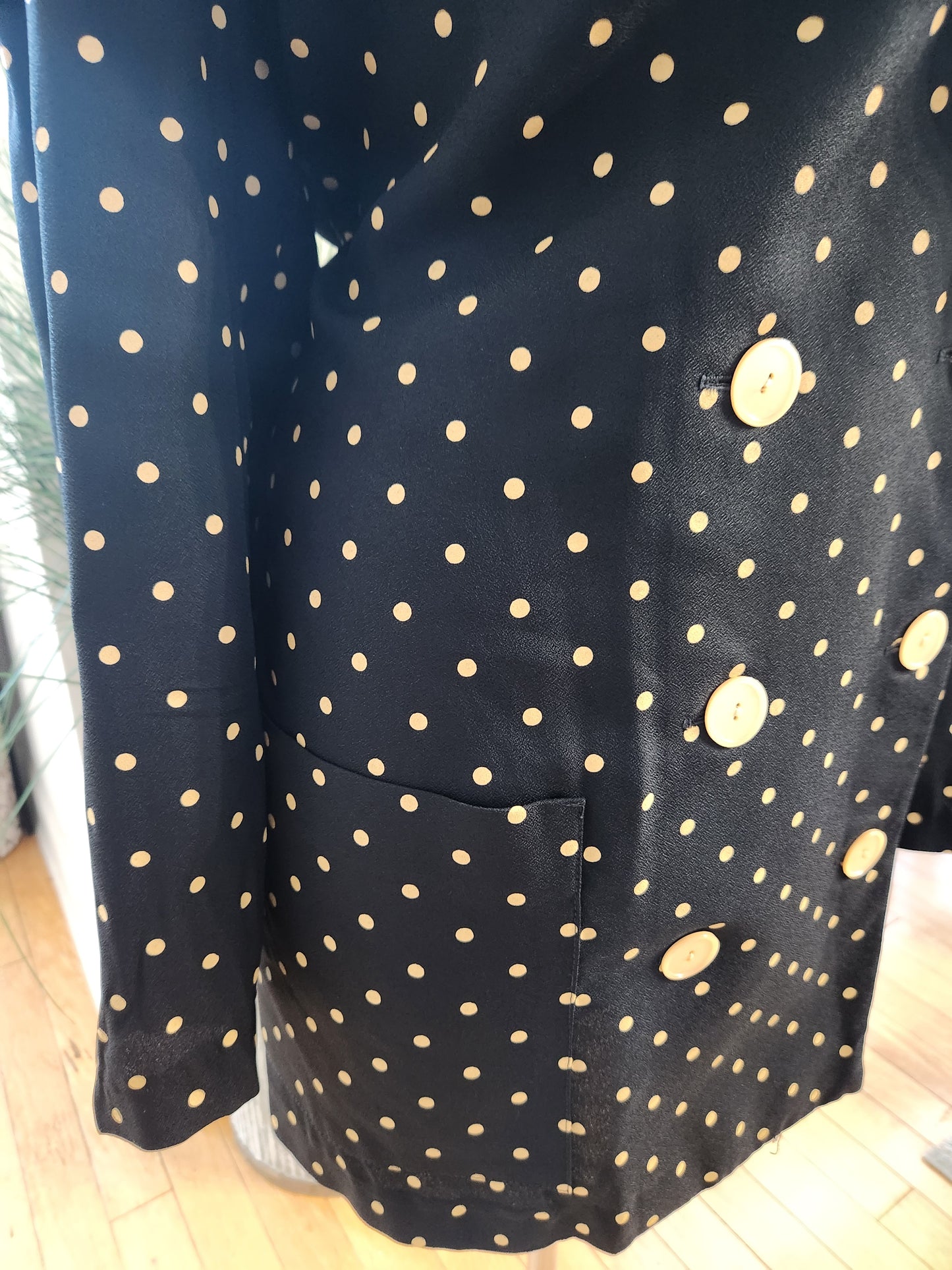 Vintage ILGWU Gemini II Polka Dot Double Breasted Blazer Sz XXL