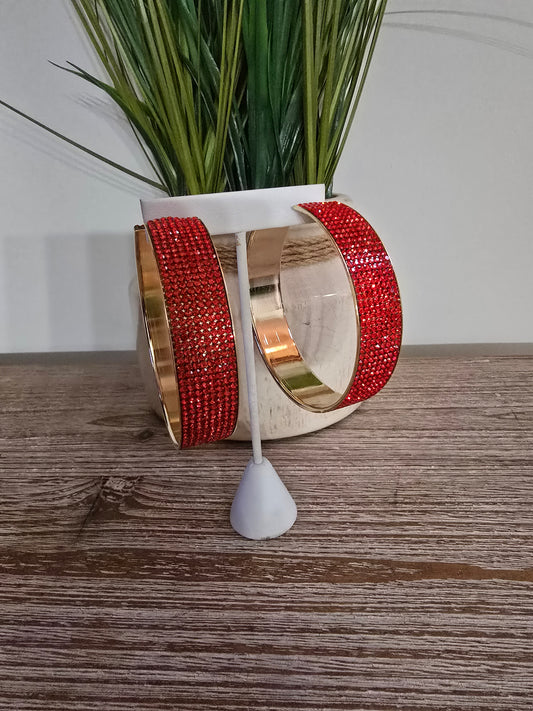 Red Bling Hoops