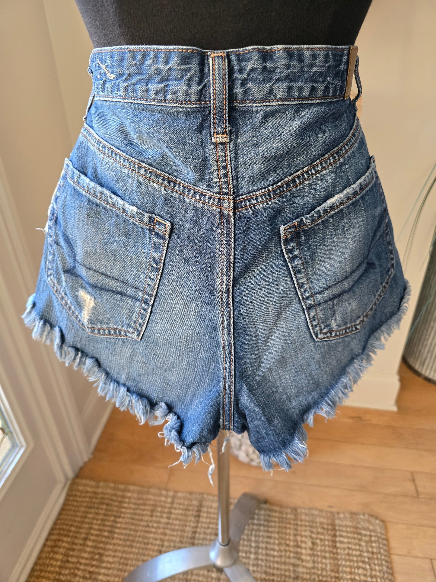 American Eagle Vintage Hi-Rise Festival Denim Shorts Sz 8