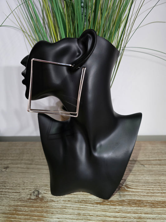 Square 3D Silver Earrings