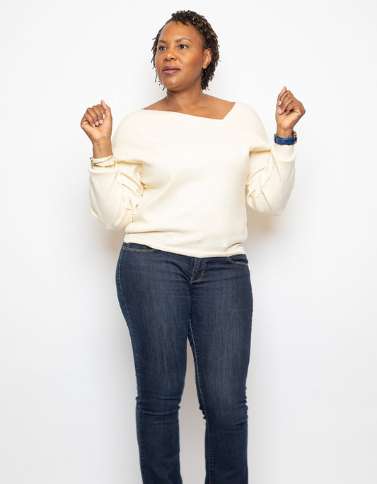Cold Shoulder Sweater Cream
