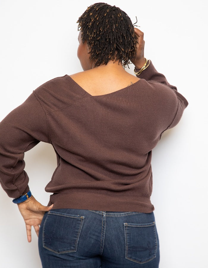 Cold Shoulder Sweater Brown