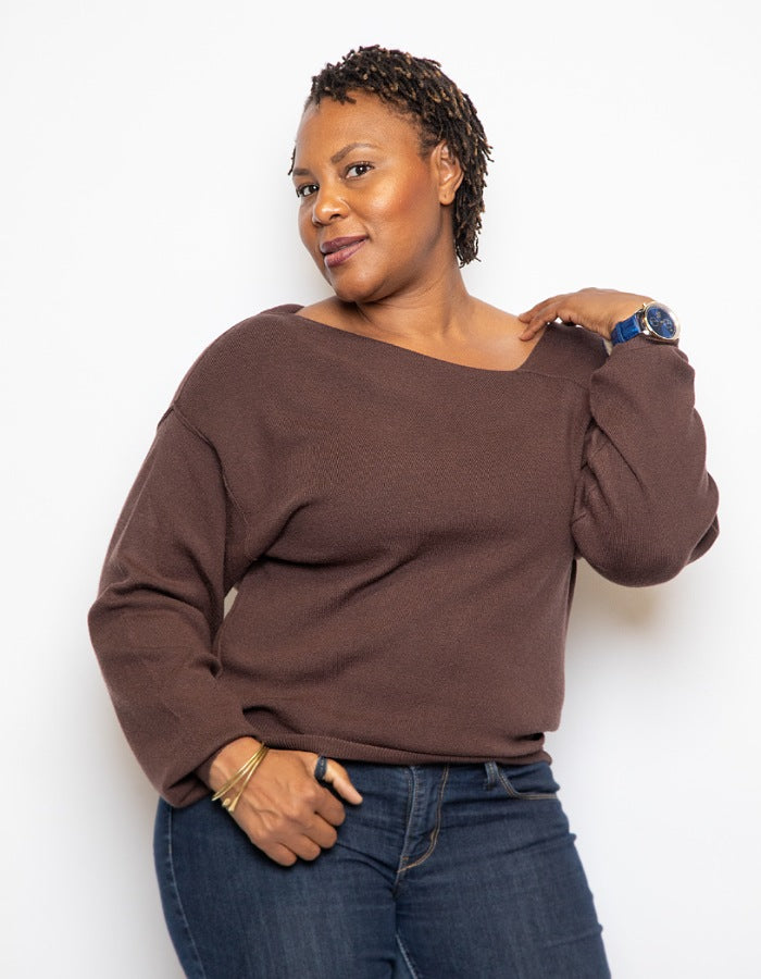 Cold Shoulder Sweater Brown