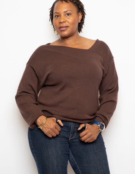 Cold Shoulder Sweater Brown