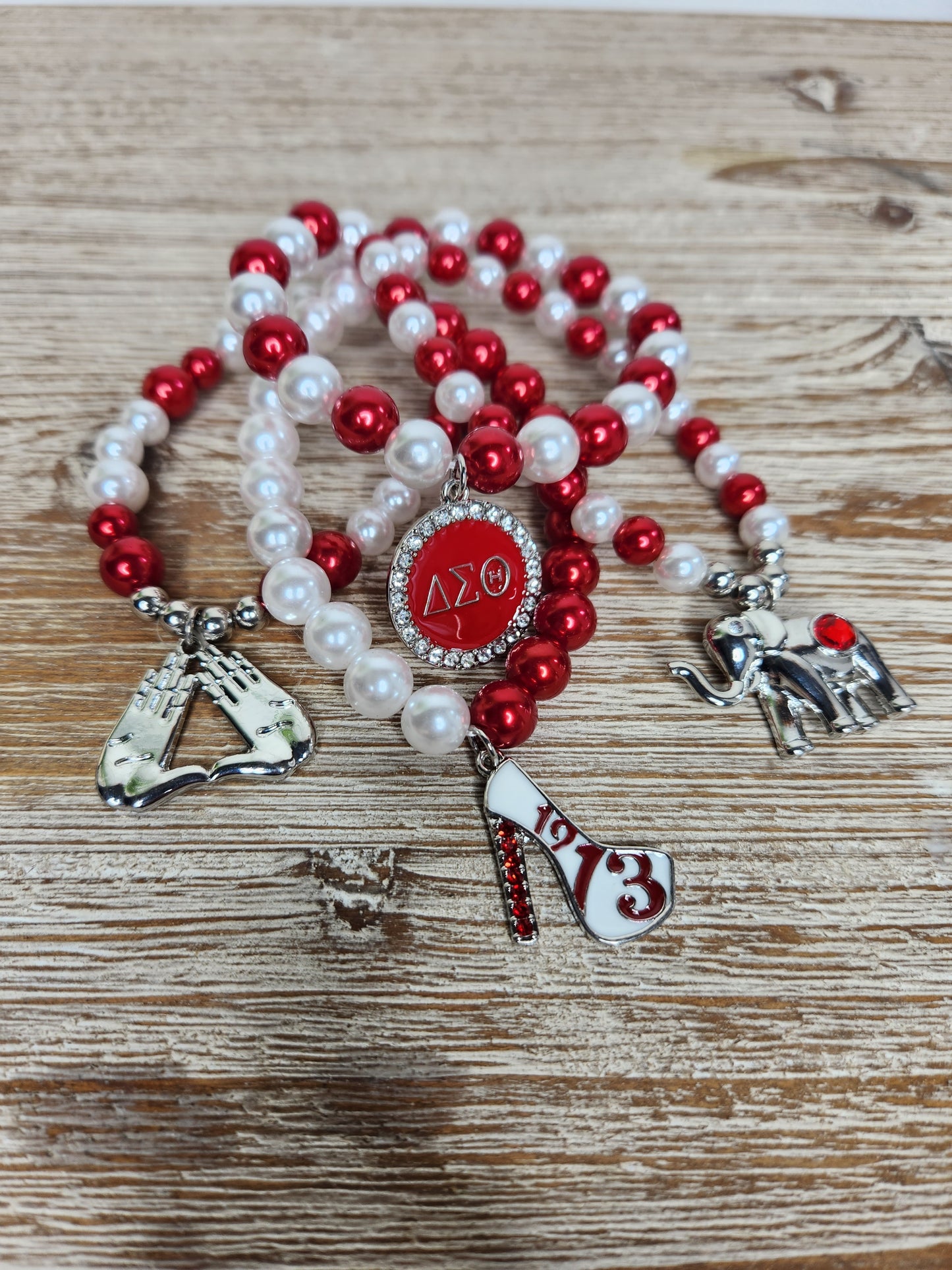 Delta Sigma Theta Stretch Bracelet Silver Tone
