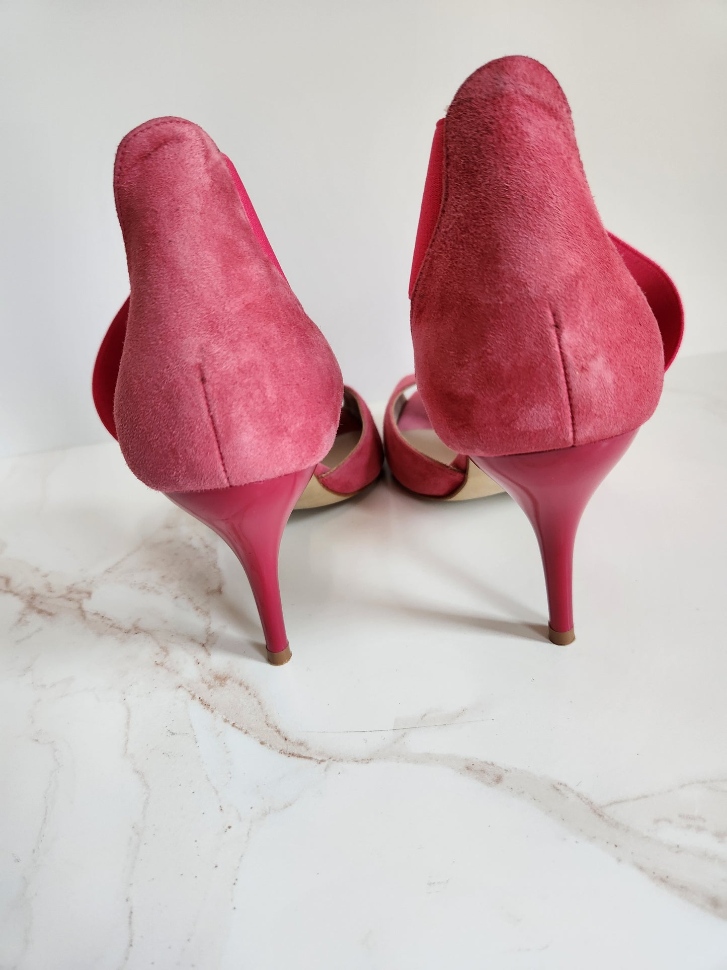 Ancarani Pink Suede Peep Toe Sz 6.5
