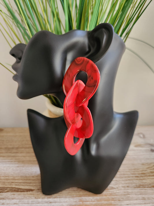 Link Up Earrings Red