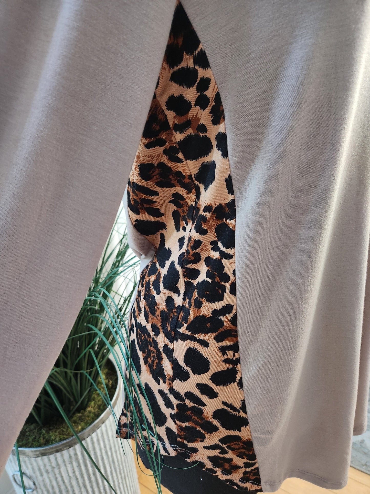 Zenana Animal Print Panel Top