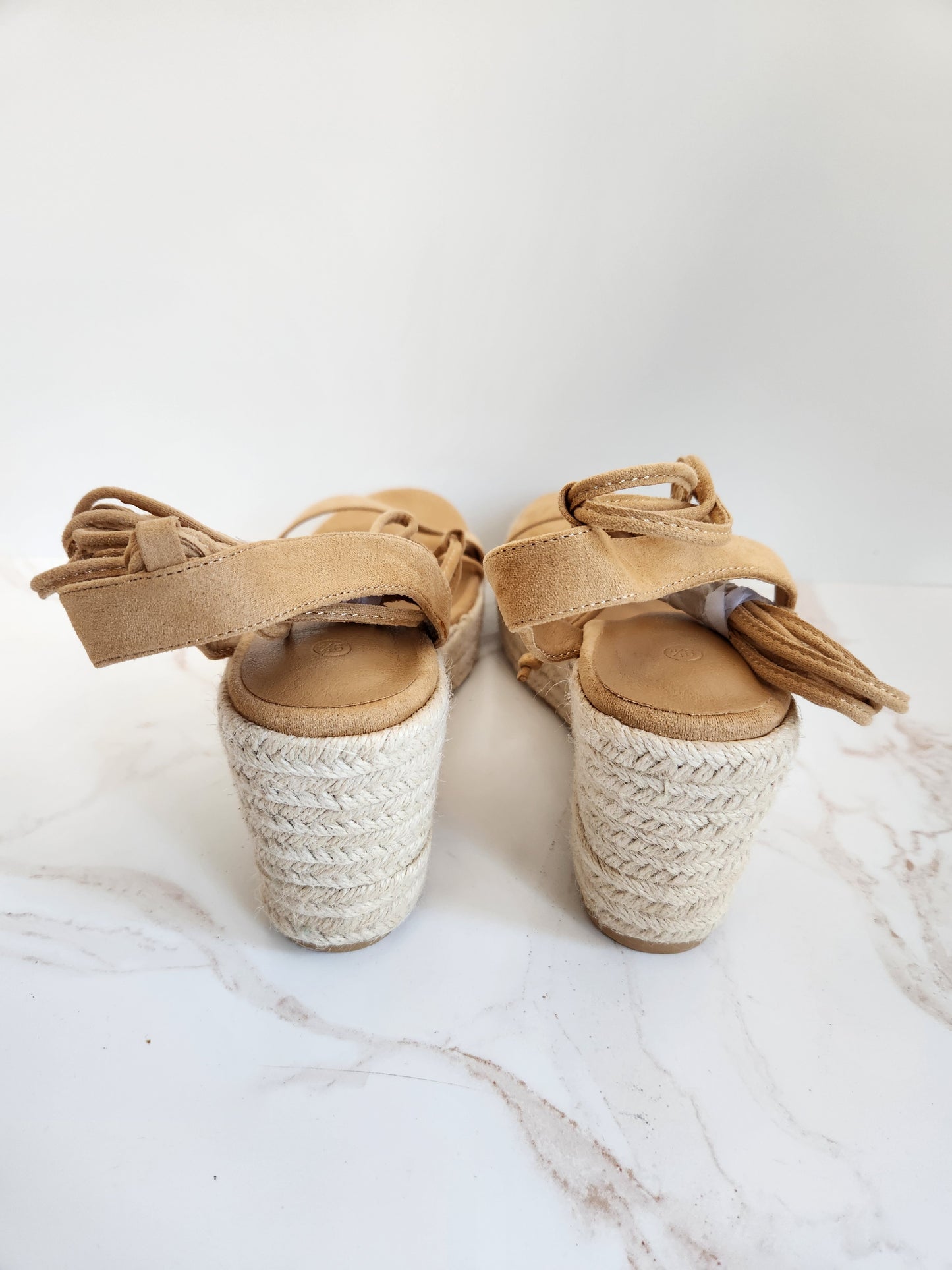 Faux Suede Wedge Strappy Sandal Sz 9.5