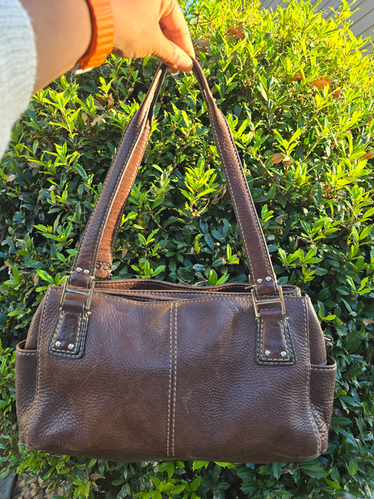 Fossil Brown Leather Shoulder Handbag