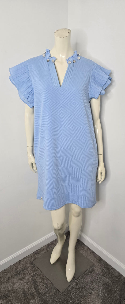 Simply Southern Quilted Embellished Dress in Baby Blue