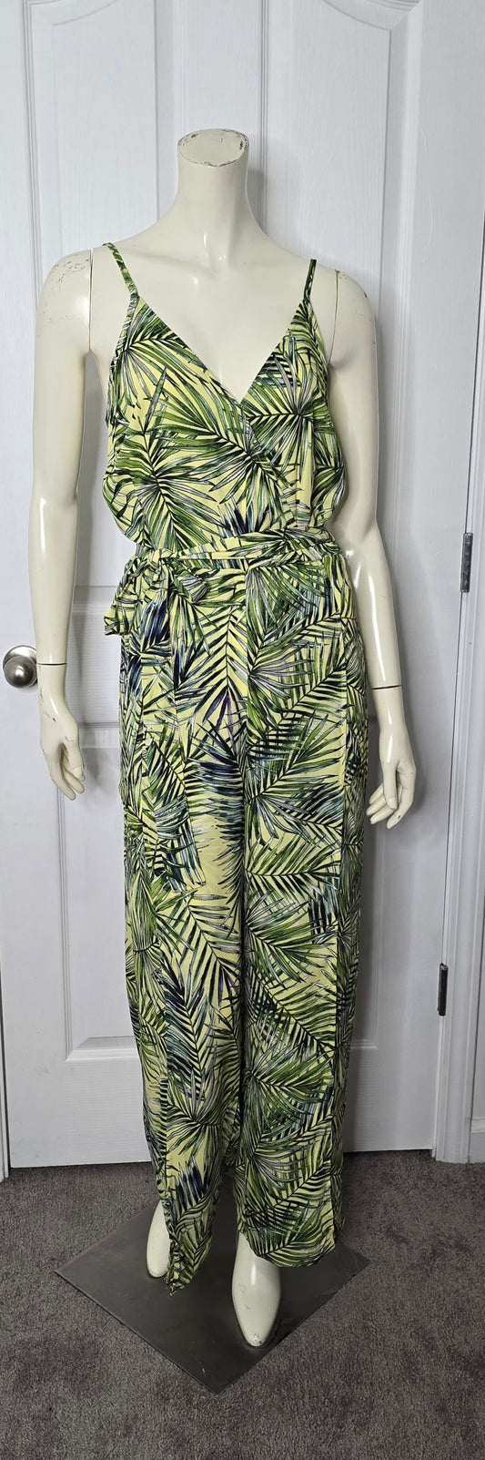 Toxik Leaf Print Split Leg Jumpsuit Sz M