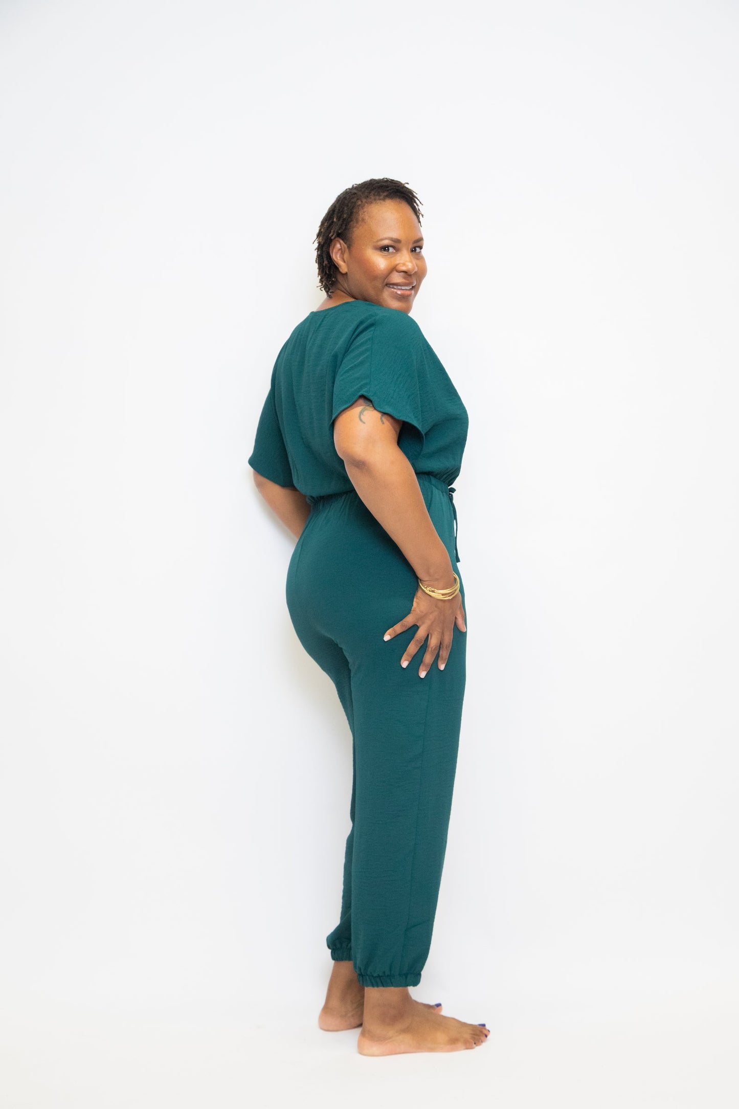 Winter Green Dressy Jumpsuit Sz S (fit up to M)