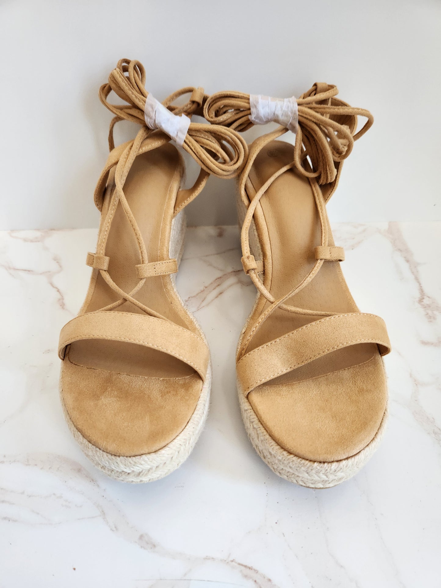 Faux Suede Wedge Strappy Sandal Sz 9.5