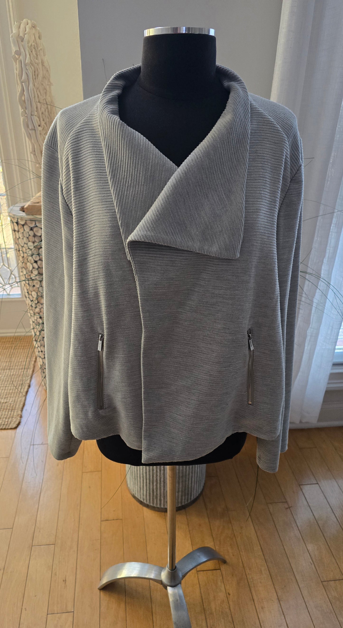 Calvin Klein Grey Moto Jacket Sz XXL