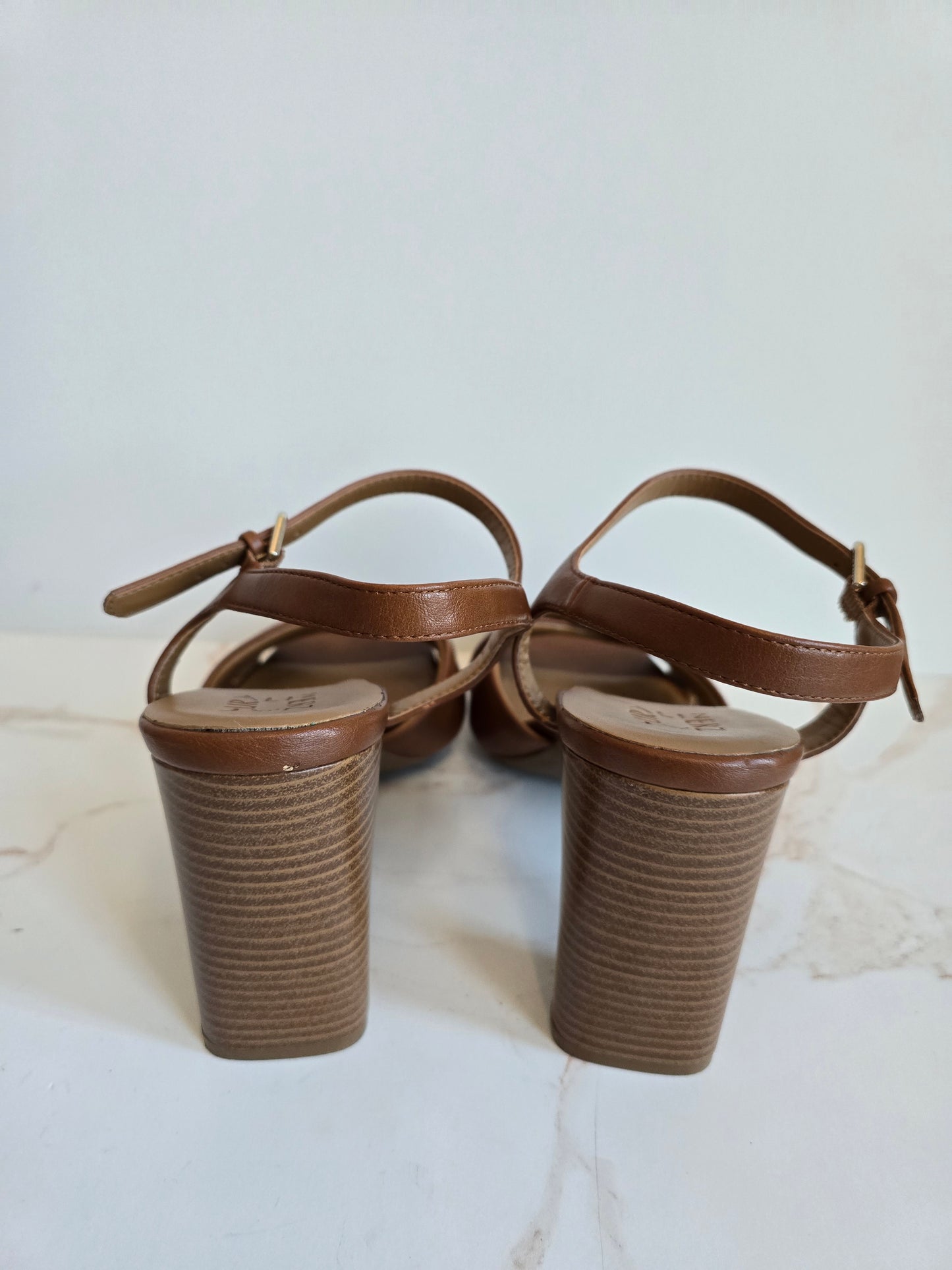 Naturalizer Morgan Ankle Strap Platform Brown Sandal Sz 12