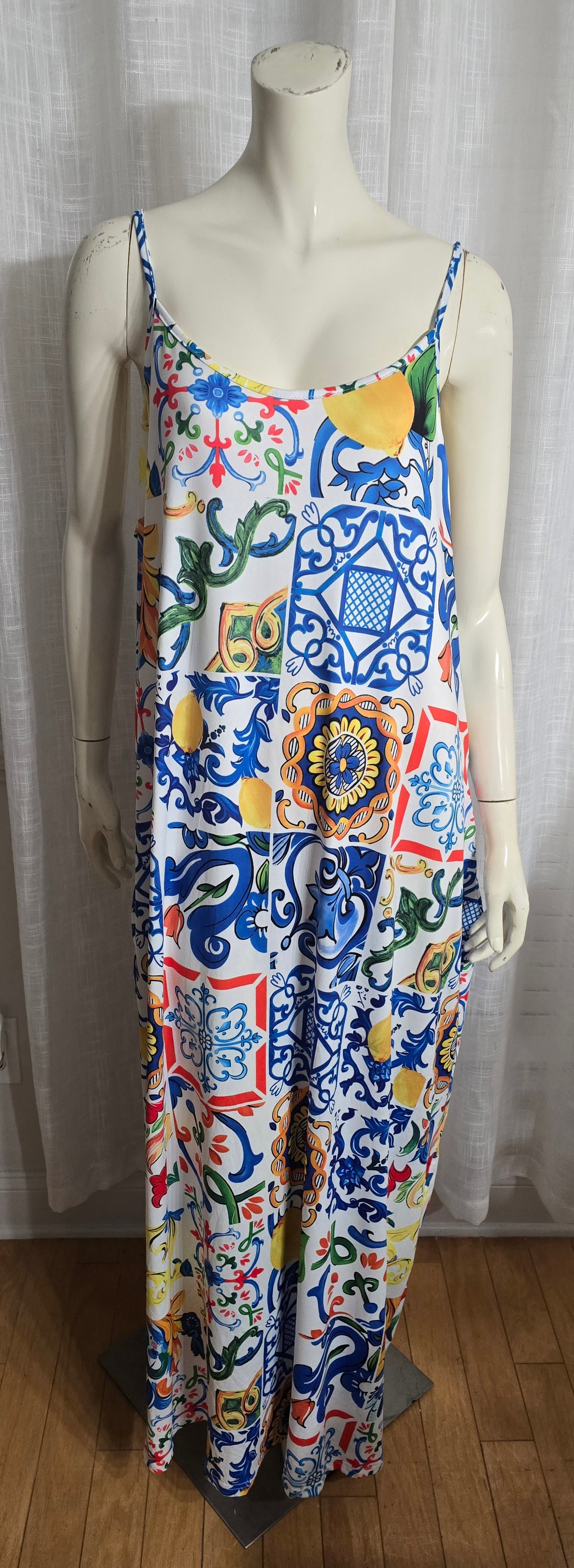 Multi Print Maxi Dress Sz 3X