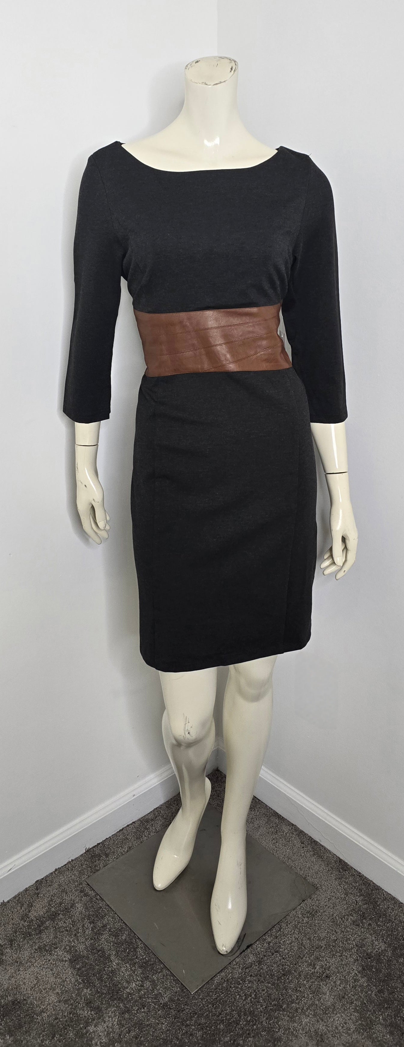 Venus Faux Leather Waist Knit Dress Sz 10