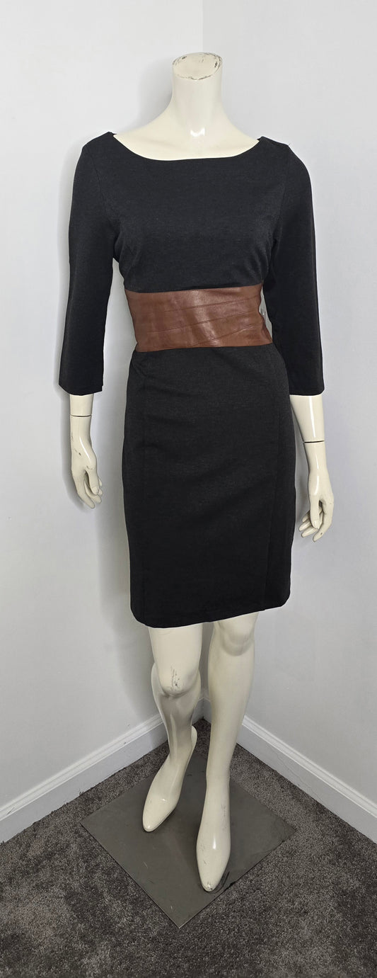 Venus Faux Leather Waist Knit Dress Sz 10