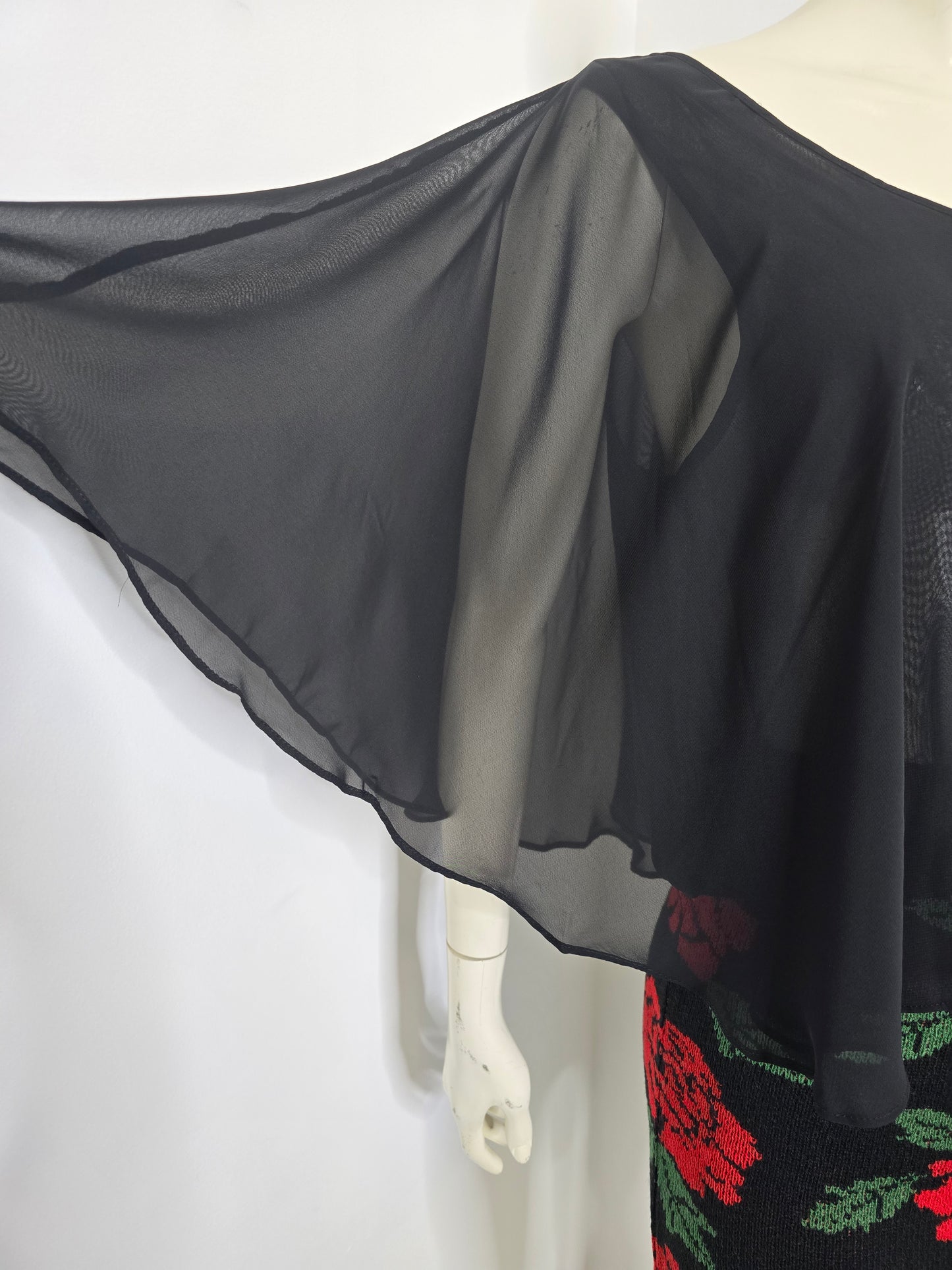 Love By Design Flowy Bat Wing Black Sheer Top Sz L