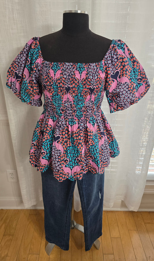 Simply Southern Puff Sleeve Tropical Top