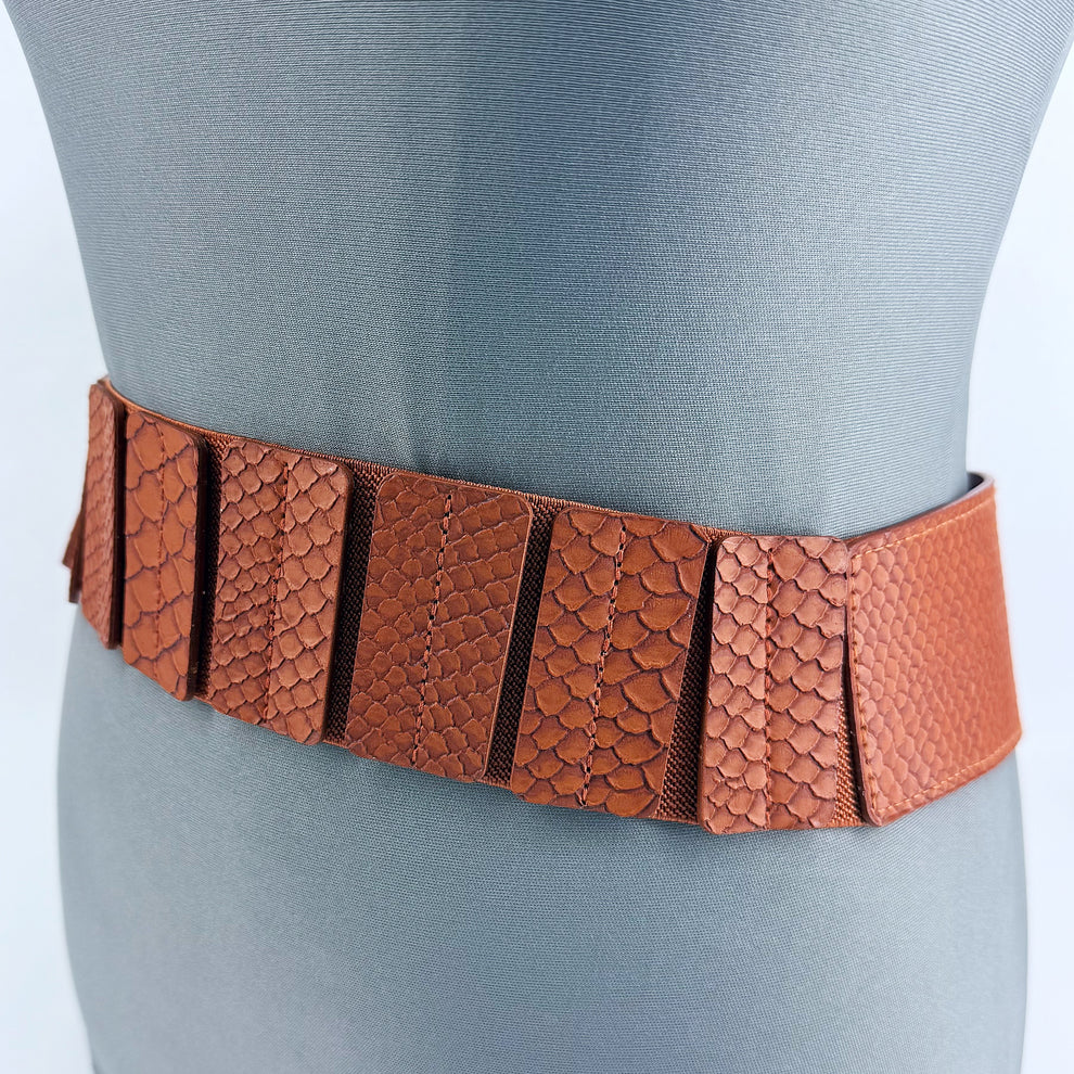 Cognac Faux Skin Belt Fits Sz L/XL