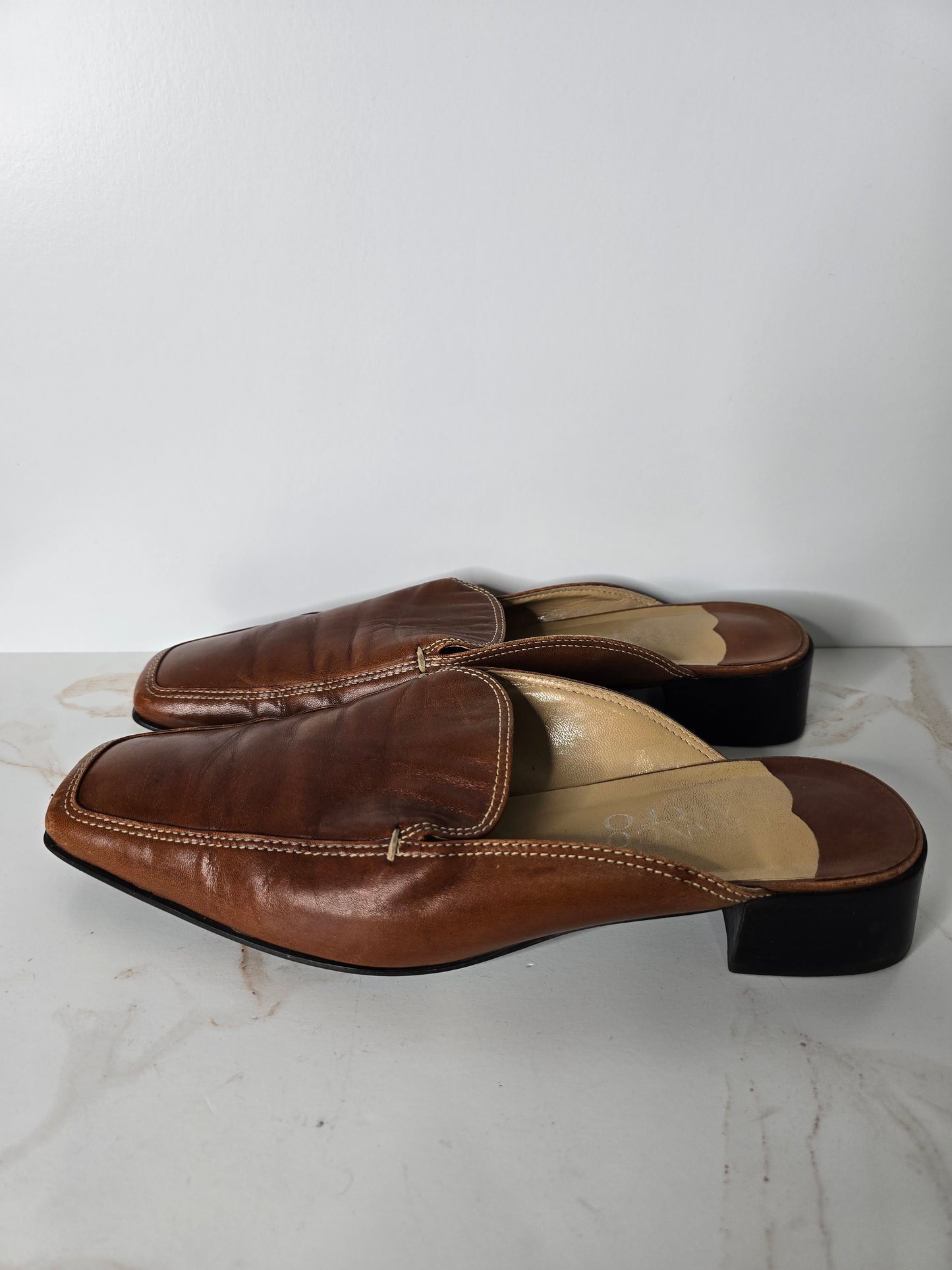 Franco Sarto Brown Leather Mule Sz 9