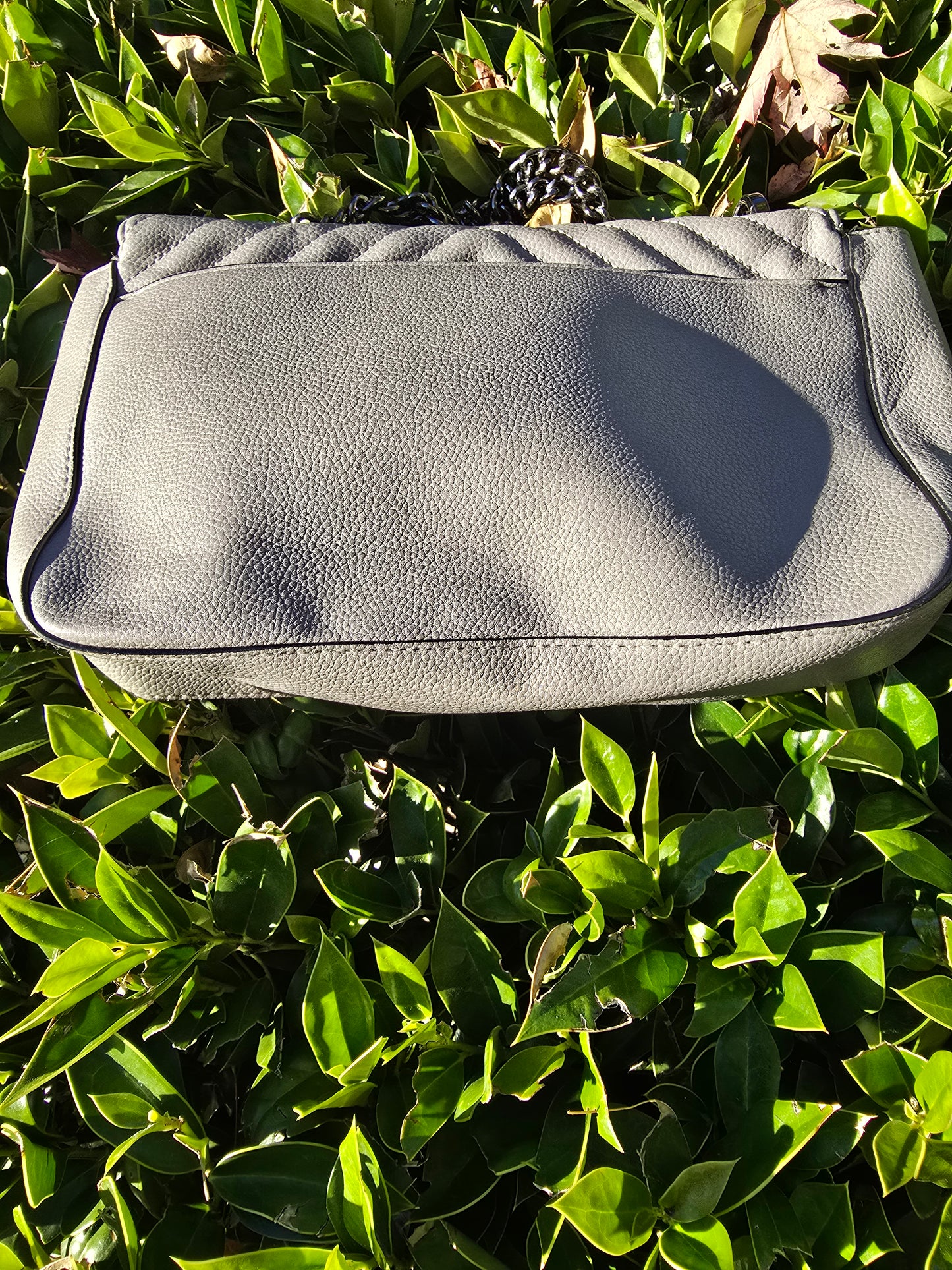 Victoria's Secret Grey Pebbled V-Quilt Chain Strap Shoulder Bag