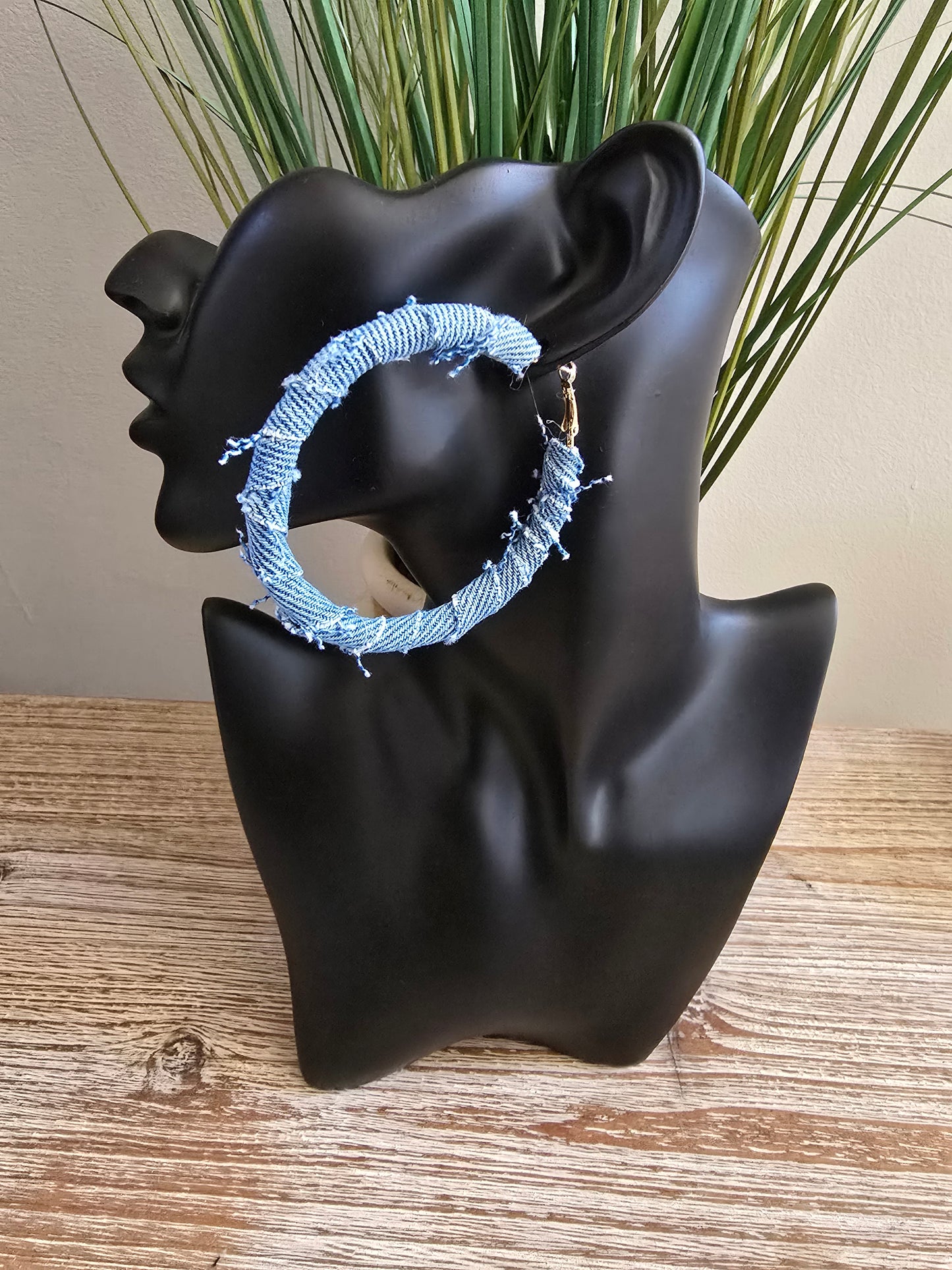 Denim Medium Hoop Earrings
