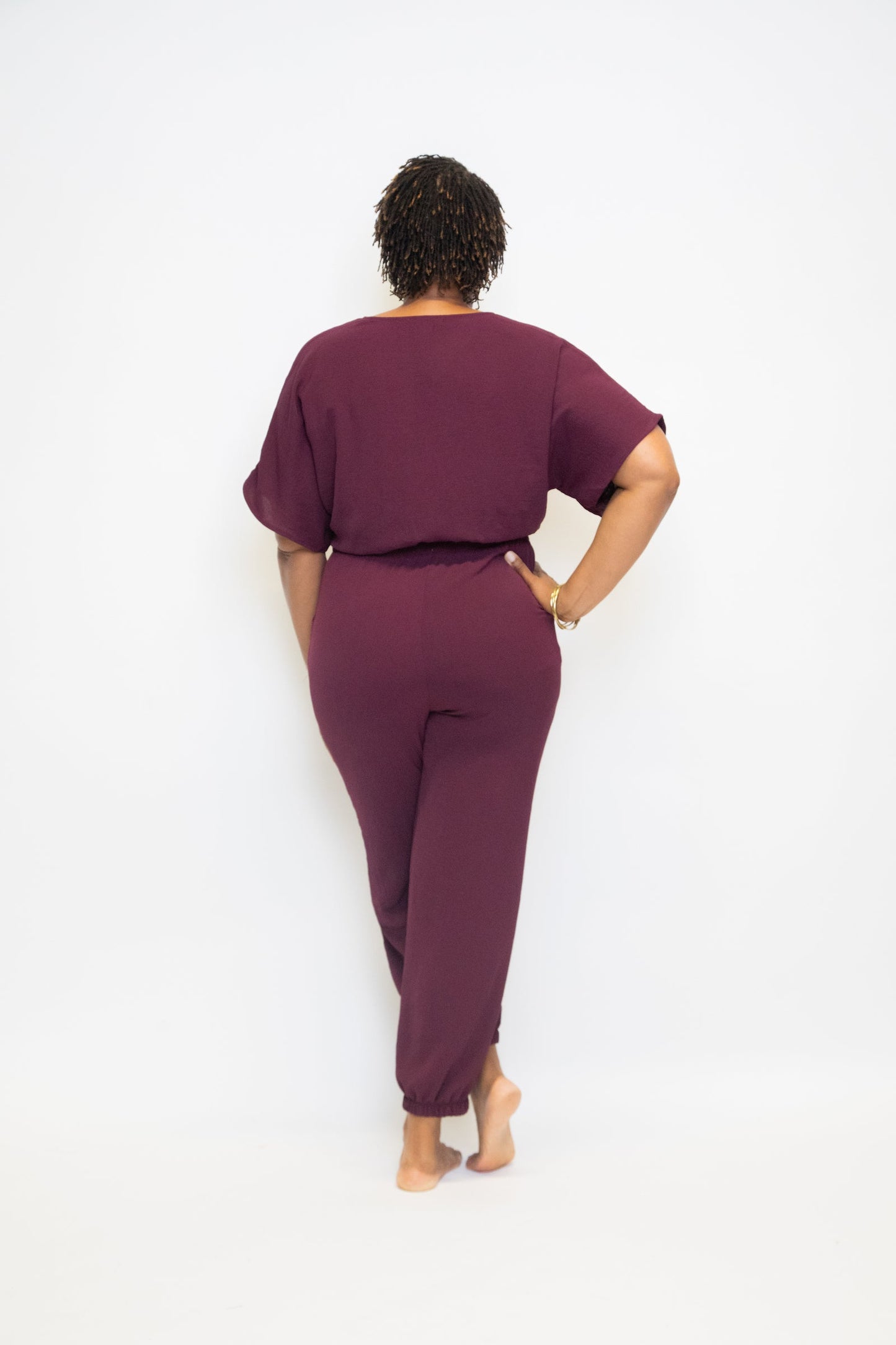 Burgundy Dressy Jumpsuit Sz S (fit up to M)