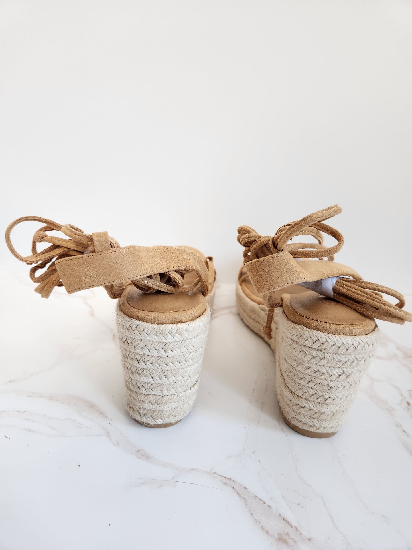 Faux Suede Wedge Strappy Sandal Sz 9.5