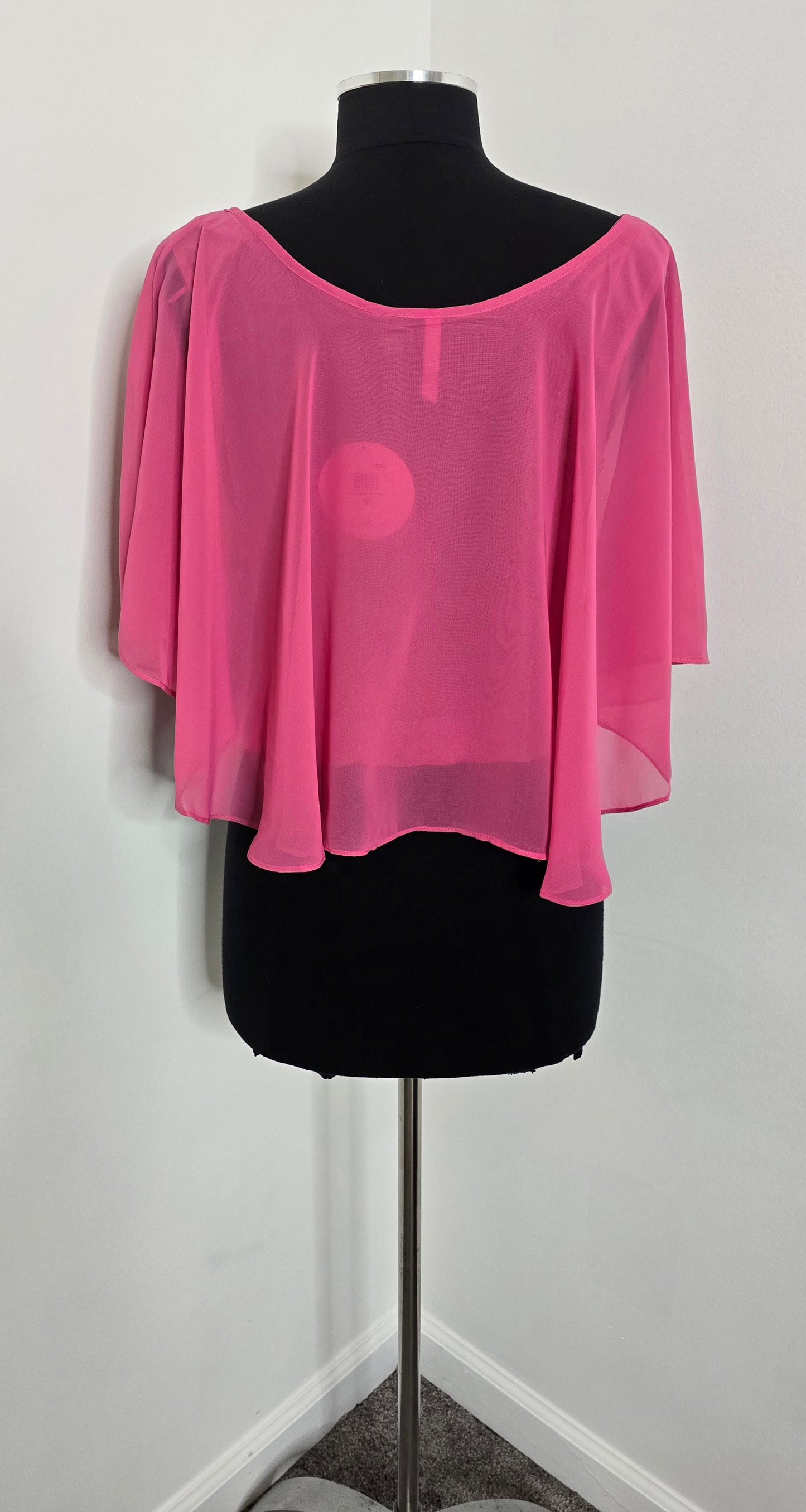 Love By Design Flowy Bat Wing Pink Sheer Top Sz L