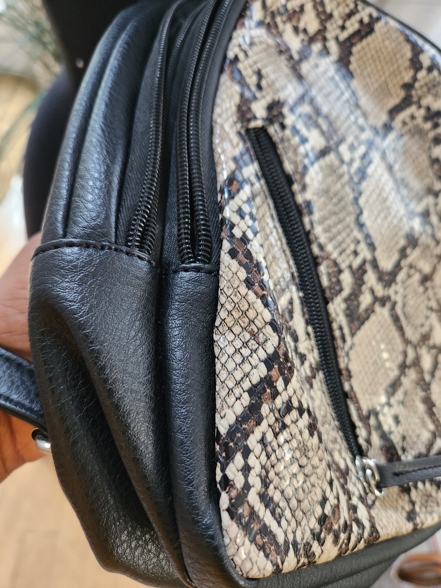 Wild Fable Faux Leather Snake Print Convertible Mini Backpack