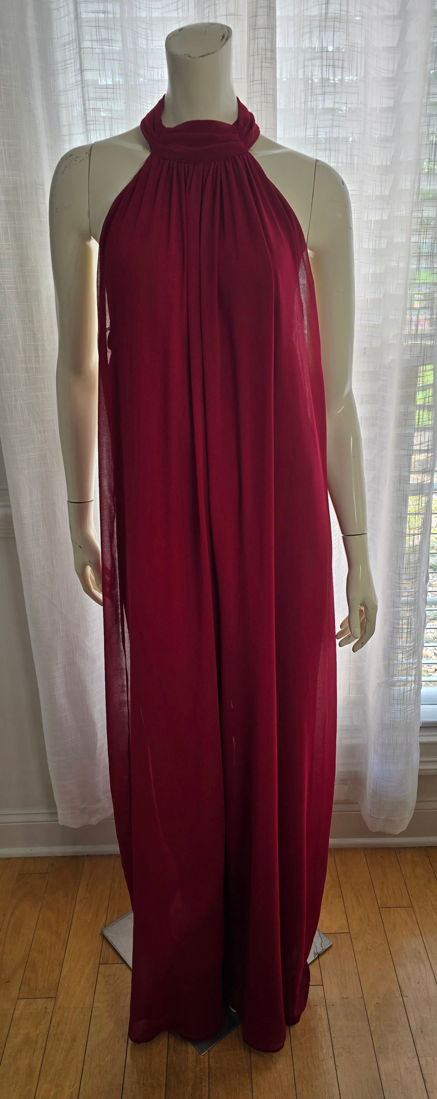 Chiffon Wide Leg Cranberry Jumpsuit - Best Fit XL