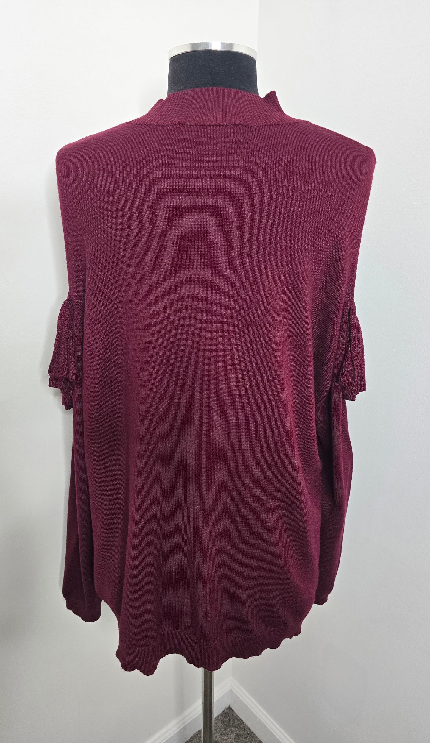 Fashion To Figure Cold Shoulder Ruffle Sleeve Sweater Sz 3X