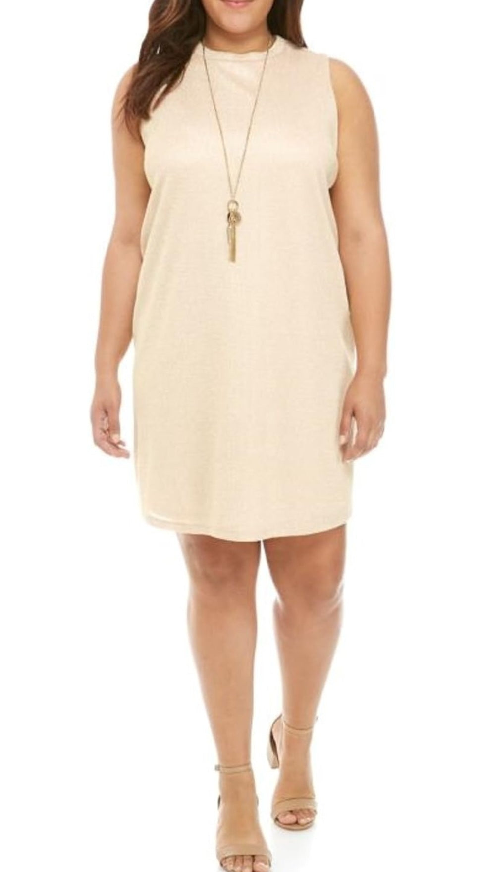 Free 2 Luv Shimmer Champagne Dress Sz 1X