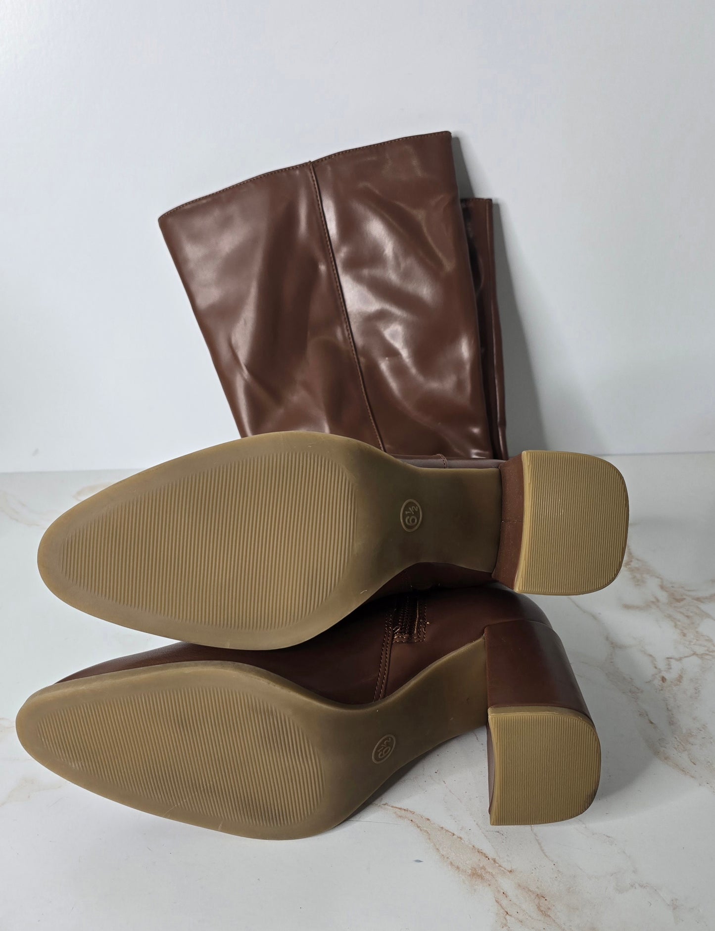 A New Day Brown Block Heel Boots Sz 6.5