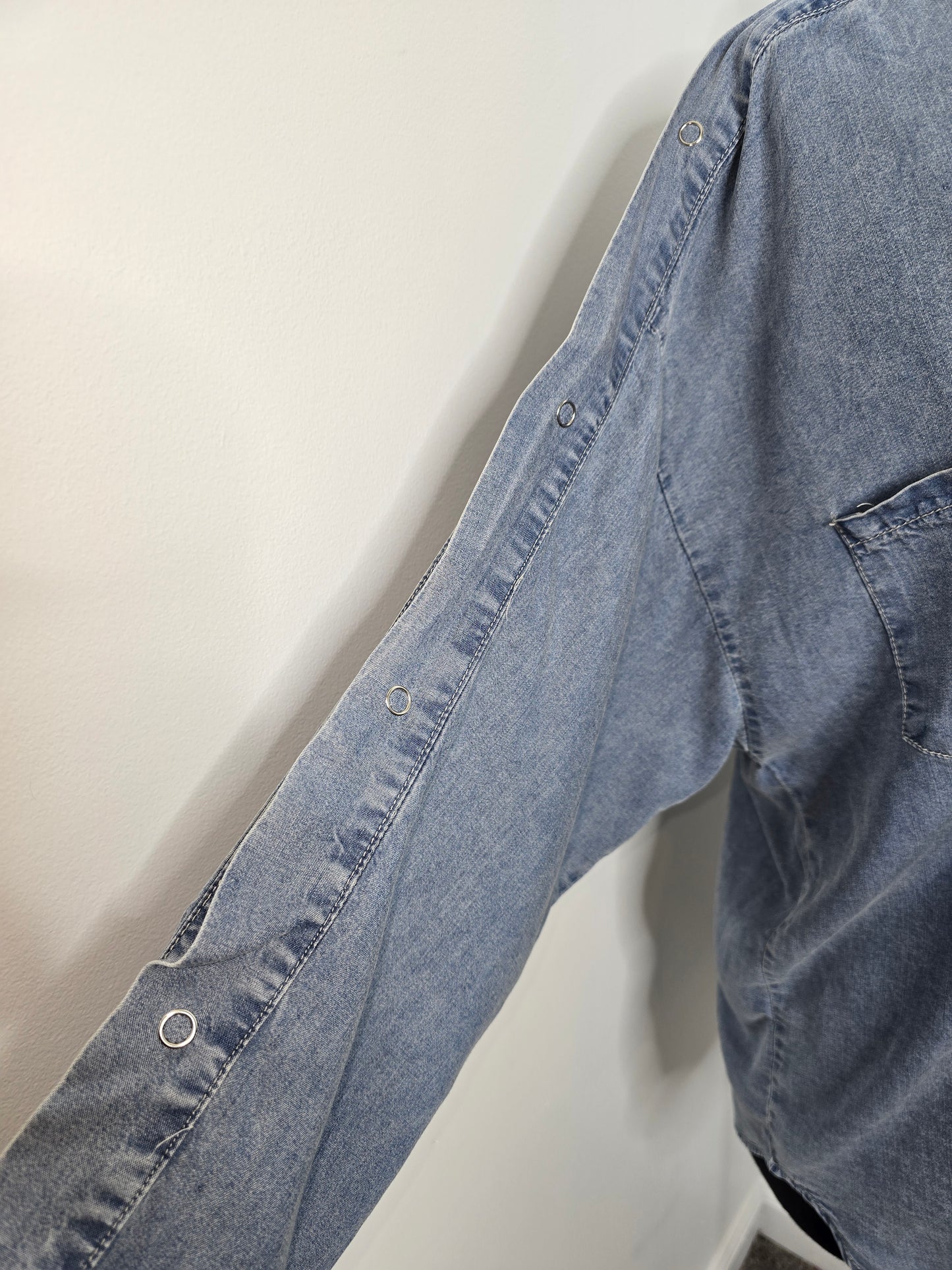 Snap Sleeve Denim Shirt Sz S (fits up to M)