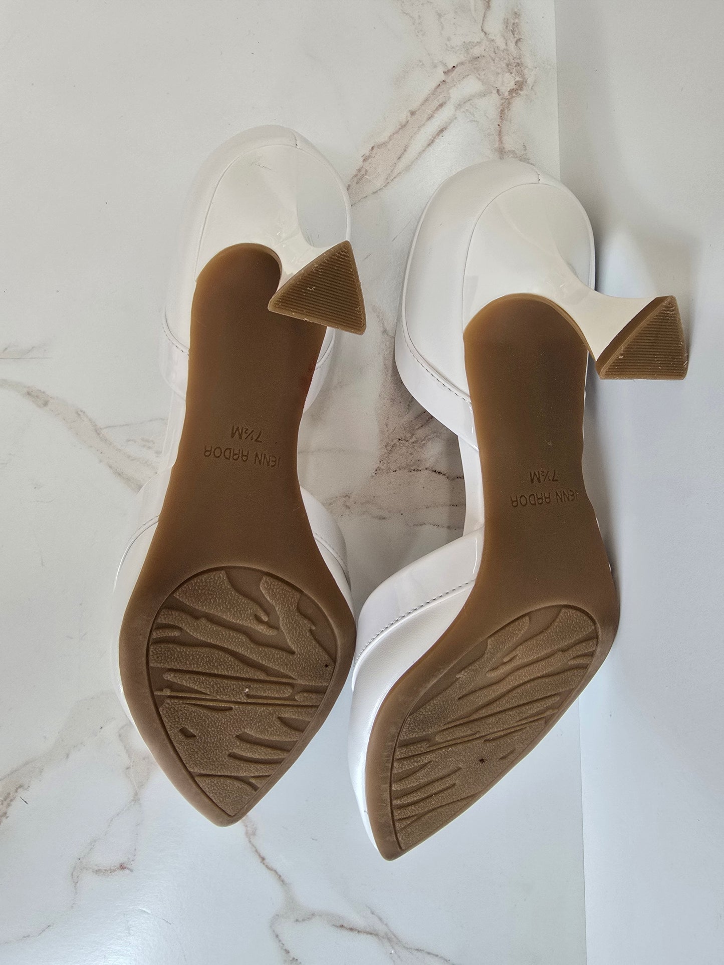 Jenn Ardor White Pointy Toe Kitten Heel Sz 7.5M