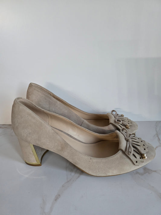 Karl Lagerfield Suede Block Heel Sz 8