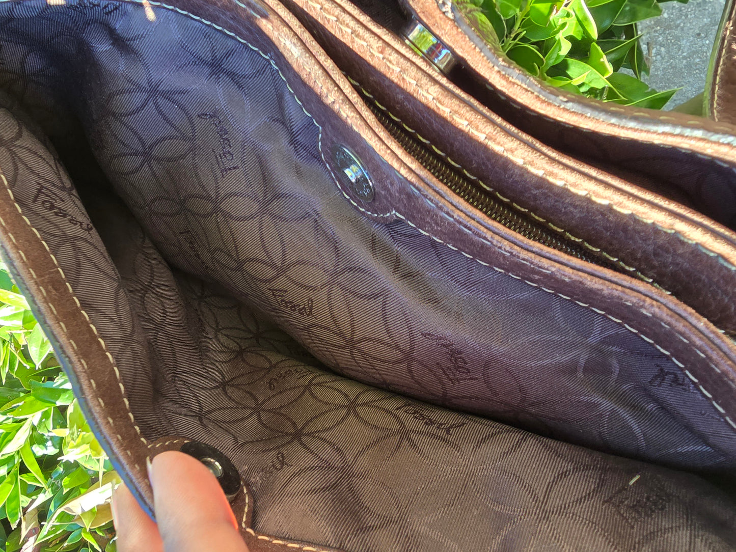 Fossil Brown Leather Shoulder Handbag