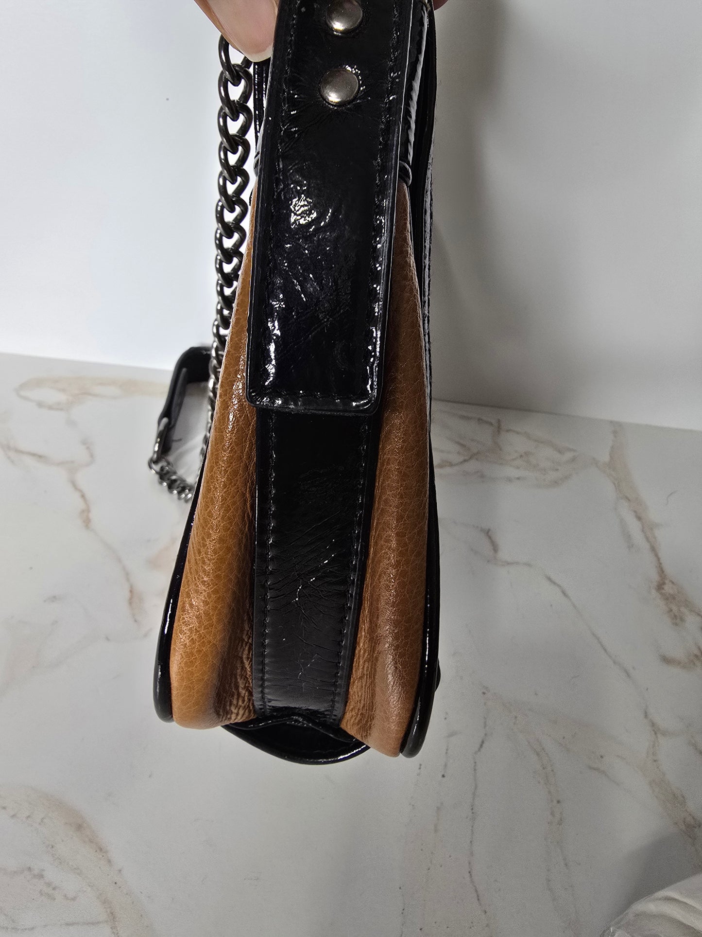La Diva Brown & Black Leather Bag