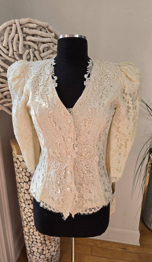 Vintage Cache by Bari Protas Lace Jacket Sz 5/6