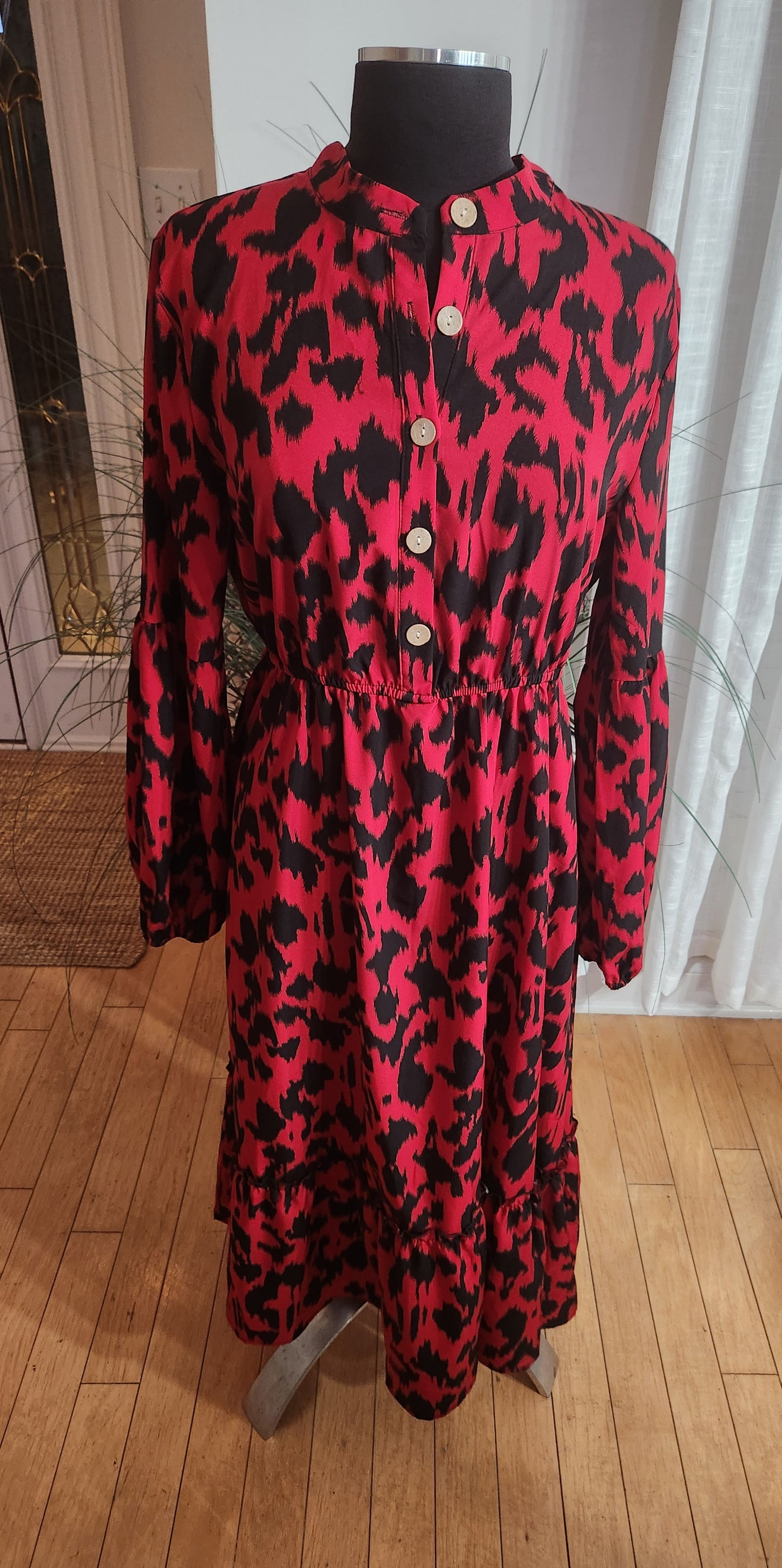 Shein Red & Black Dress Sz L