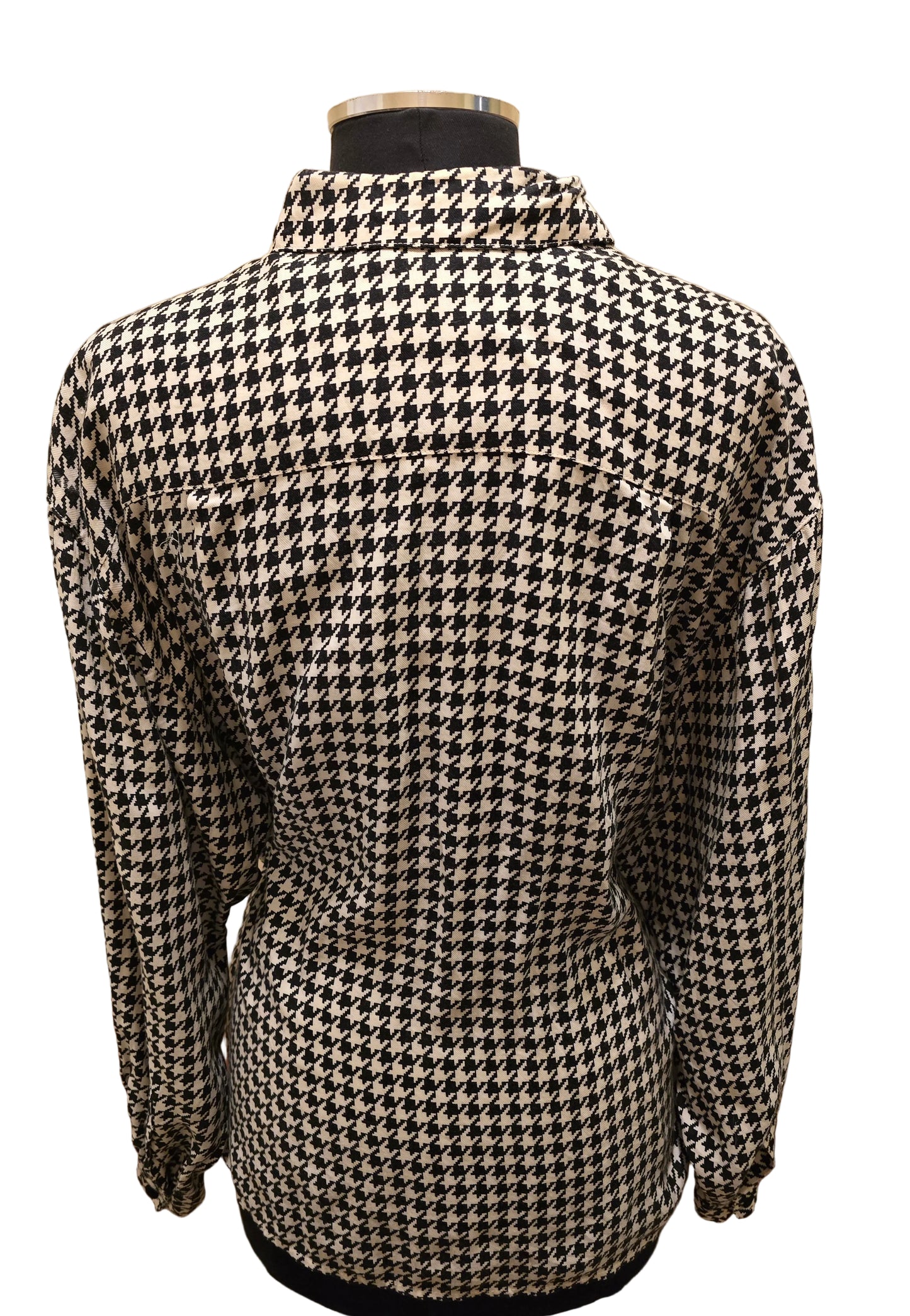 Vintage Black & White Houndstooth Blouse Sz 12