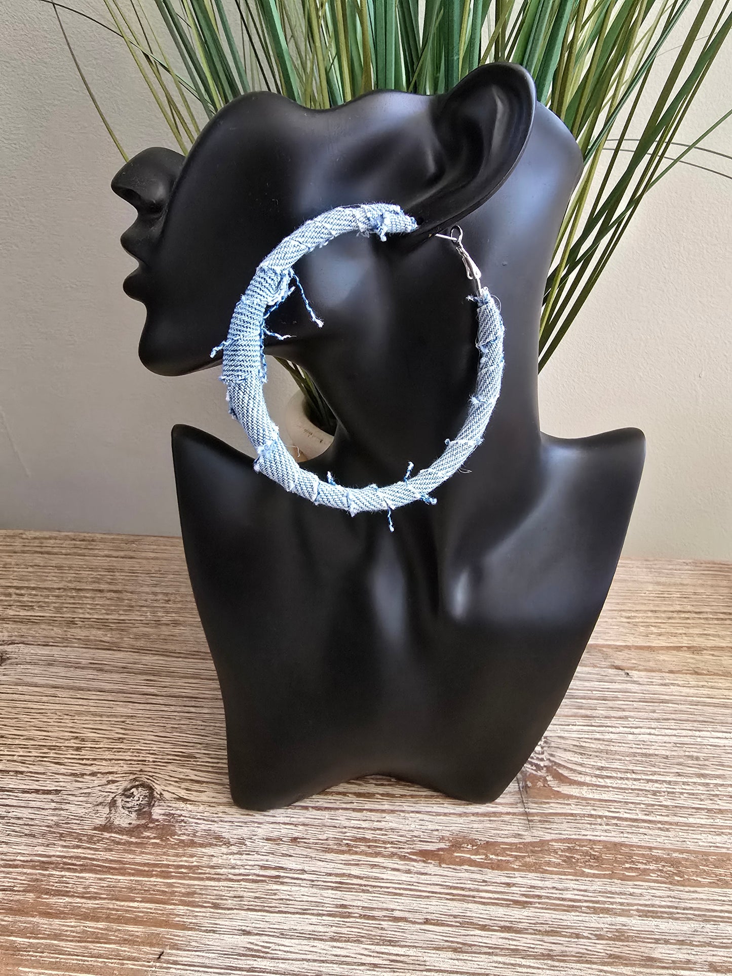 Light Denim Large Hoop Earings
