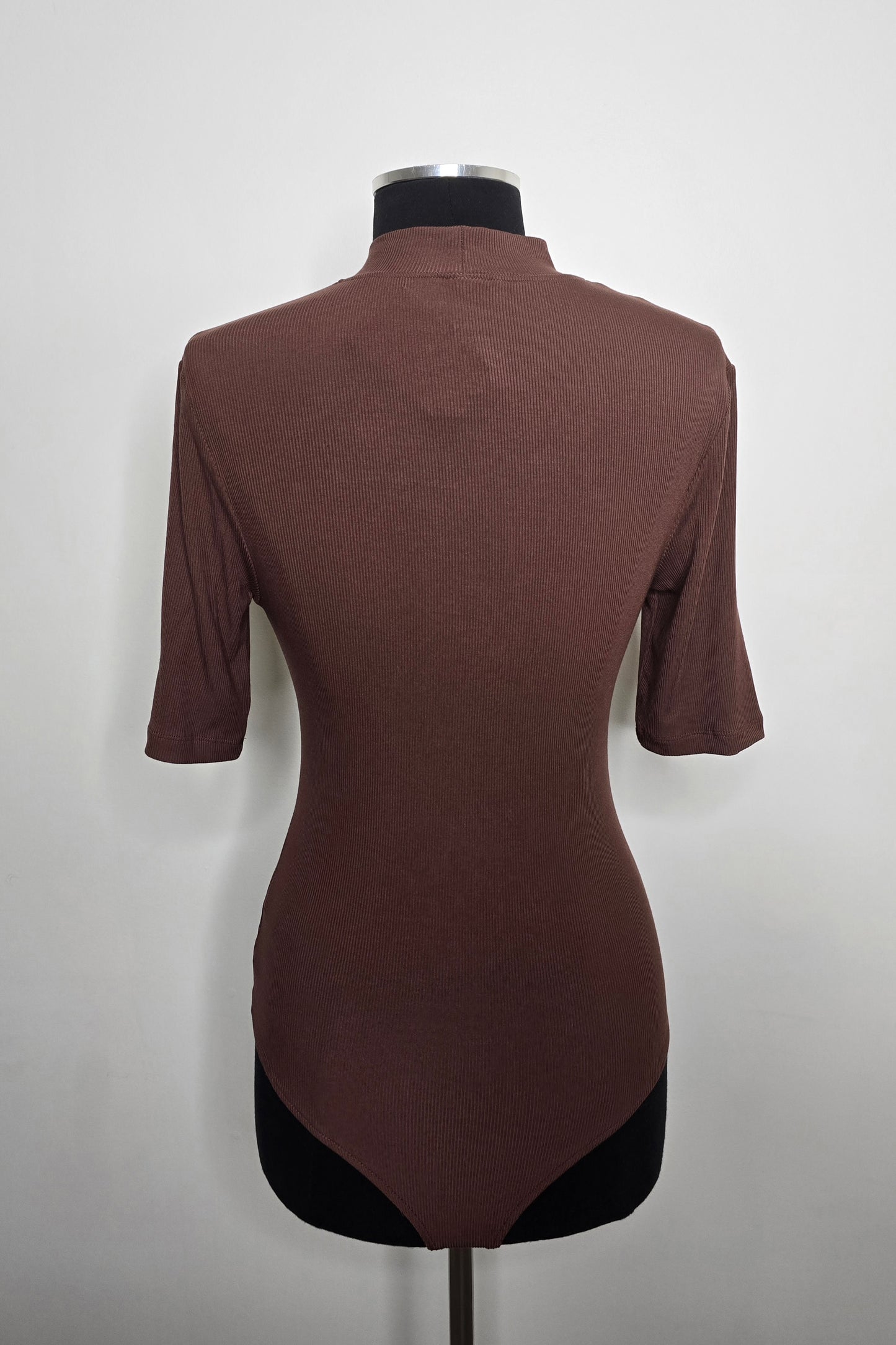 Chocolate Mock Turtleneck Ribbed Bodysuit